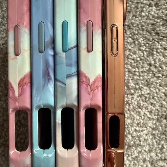 iPhone 16 pro max Marble and Geometric Phone Case Set - Pink, Blue, Gold - Picture 7 of 14
